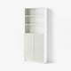 BILLY / HÖGBO Bookcase with glass doors, white, 80x30x202 cm