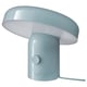 Blue BLOMPRAKT speaker - cylindrical base, tilted oval top, modern design