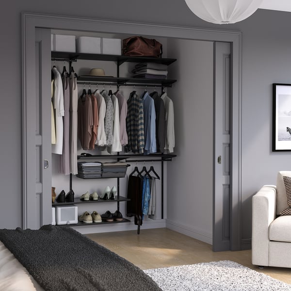 BOAXEL Wardrobe combination, anthracite, 182x40x201 cm