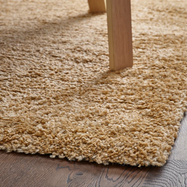 BREVBÄRARE Rug, high pile, deep beige, 133x195 cm