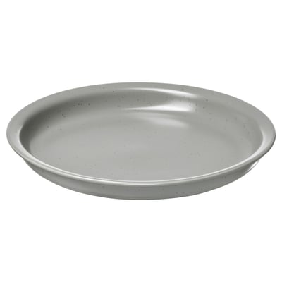DAGGASTER grey stoneware plate, semi-matte, speckled design, round shape.
