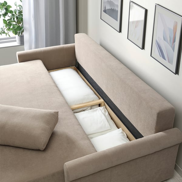 DÅNHULT 3-seat sofa-bed, Silkeryd dark grey-beige