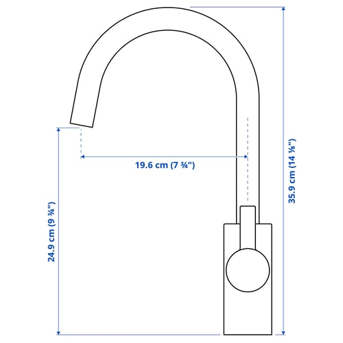Illustration with measurements for the product: DELSJÖN.