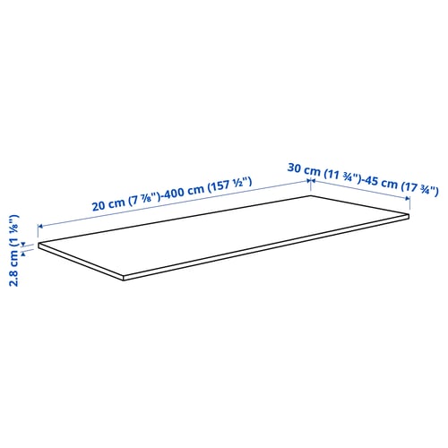 EKBACKEN Custom made worktop, black/laminate, 30-45x2.8 cm