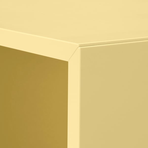 Crisp, clean-lined corner of modern, minimalist storage cabinet.