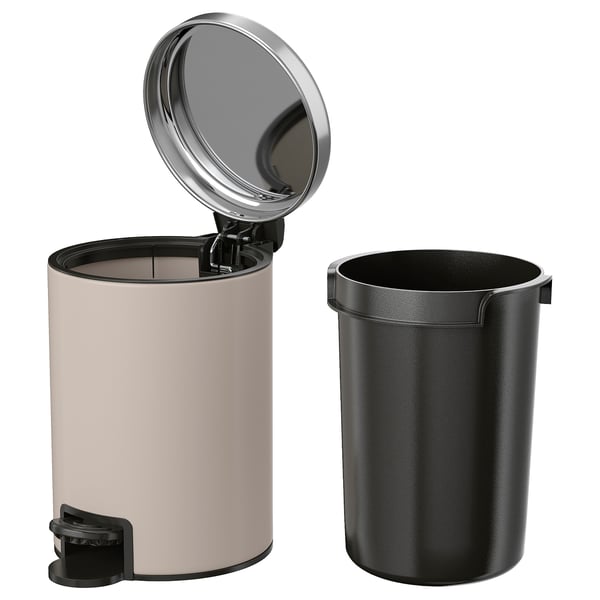 EKOLN Waste bin, beige, 3 l