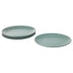 FÄRGKLAR plates, light green, round, matte glaze, stack of four, simple design.