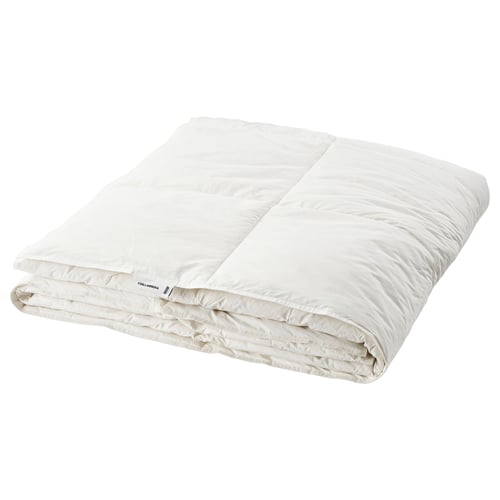 FJÄLLARNIKA white duvet, featuring stitched design, warm, crisp cotton, feather-filled.