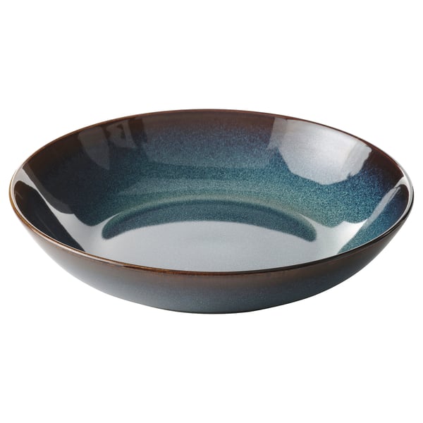 GLADELIG deep plate, ocean-blue, ceramic. Round shape, reactive glaze finish. Elegant, handcrafted look.