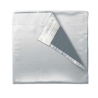 GLANSNÄVA silver room darkening curtains, rectangle, smooth fabric with hook tabs.