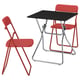 GUNDE / VIHALS Table and 2 folding chairs, folding black/red, 67x67 cm