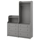Gray HAUGA bedroom set: chest & wardrobe with open & closed storage.