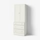 HAVSTA, tall cream cabinet, wooden, rectangular, simple design.