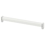 A HJÄLPA adjustable white clothes rail with metal and plastic fittings.