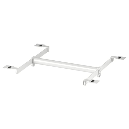 White HJÄLPA clothes rail with metal brackets for organising space.