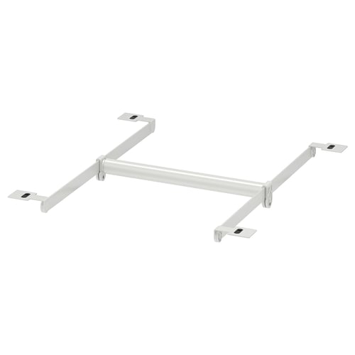 White HJÄLPA adjustable clothes rail, steel & plastic, z-shaped design.