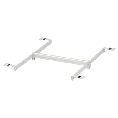 White HJÄLPA adjustable clothes rail, steel & plastic, z-shaped design.