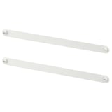 Two white metal suspension rails with circular end caps, designed for mounting organisers.