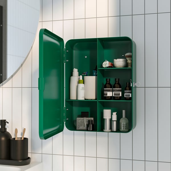 HUSBYÅN Wall cabinet, dark green, 28x11x37.5 cm