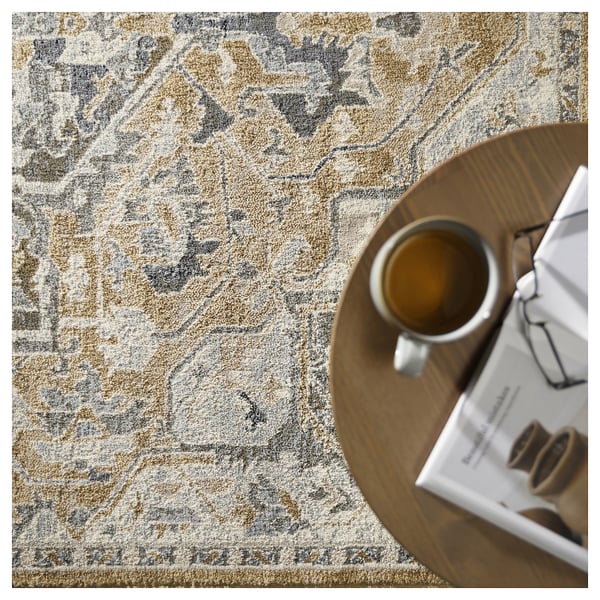 JÄRNVÄG Rug, low pile, ornament pattern beige/dark beige, 160x230 cm
