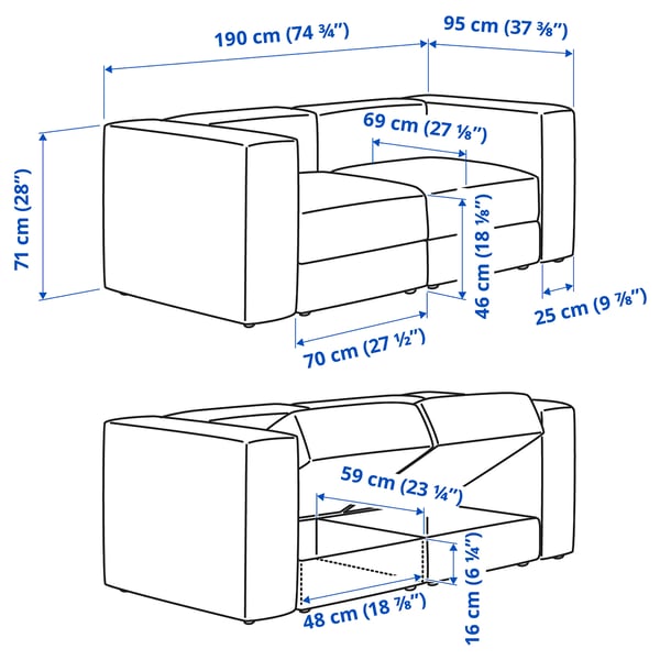 JÄTTEBO 2-seat modular sofa, Samsala dark blue