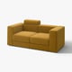 Mustard JÄTTEBO modular sofa, yellow, corduroy, square, with deep seats, headrests.