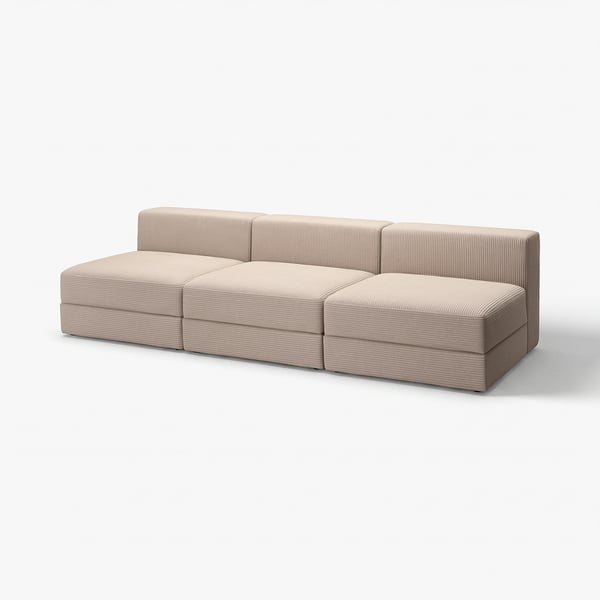 JÄTTEBO modular sofa, beige, soft cords, rectangular blocks, comfy, with storage.