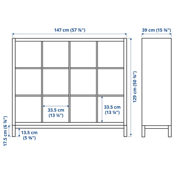 Illustration with measurements for the product: KALLAX.