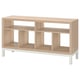 KALLAX tv bench: light wood, modern design, open shelves, white legs.