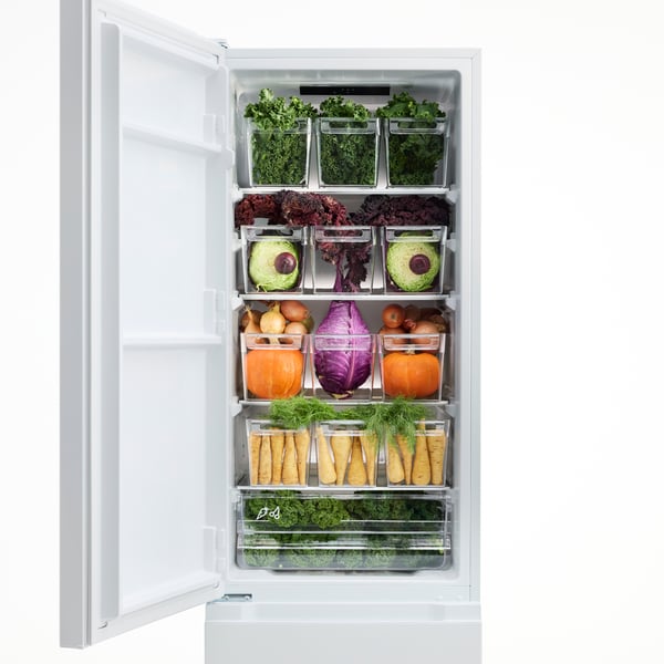 KLIPPKAKTUS Storage box for fridge, transparent, 32x14x14 cm