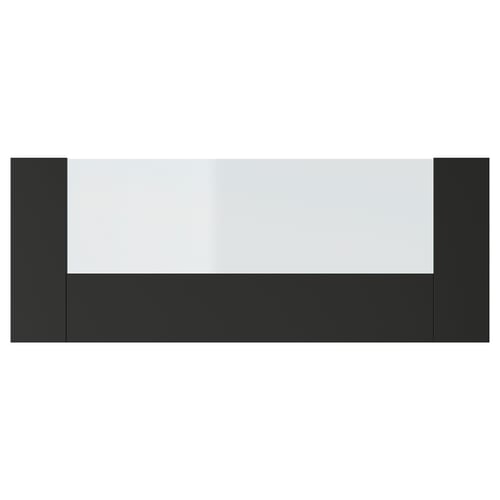 Kitchen drawer front: KNIVSHULT, black, glass, square, sleek design.