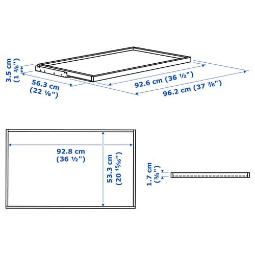 Illustration with measurements for the product: KOMPLEMENT.