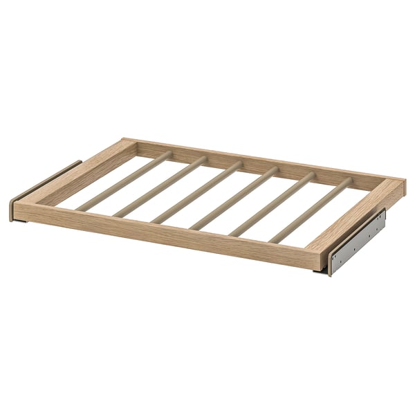KOMPLEMENT wooden trouser hanger, light brown, modern minimalist design for easy closet storage.