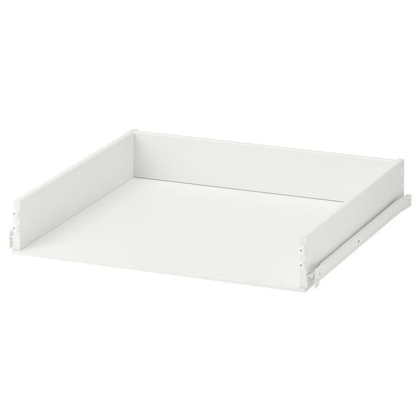 KONSTRUERA white drawer, acrylic paint fiberboard, particleboard plastic foil, rectangular shape, smart retractable design.