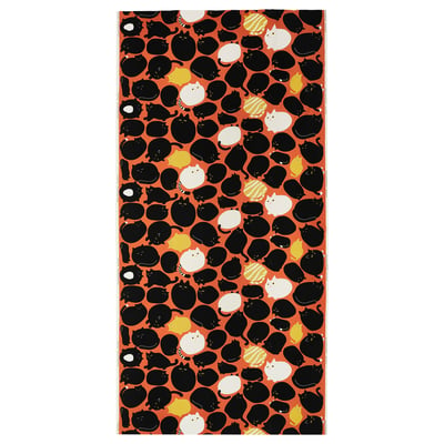 LÄKEMALVA orange fabric: cat design, 100% cotton, rectangular shape.
