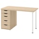 LAGKAPTEN Desk, white stained/oak effect white, 120x60 cm
