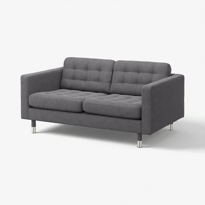 A grey LANDSKRONA sofa with plush cushions, sleek metal legs, and a modern design.