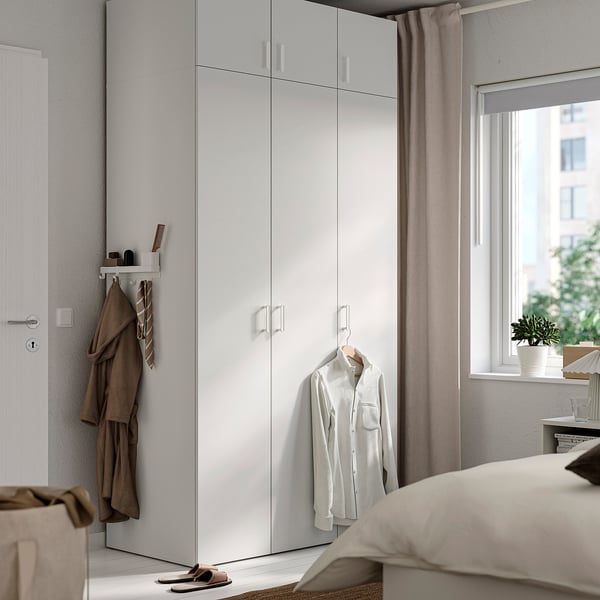 LASTARE Wardrobe combination, white/with height extension unit, 120x62x237 cm