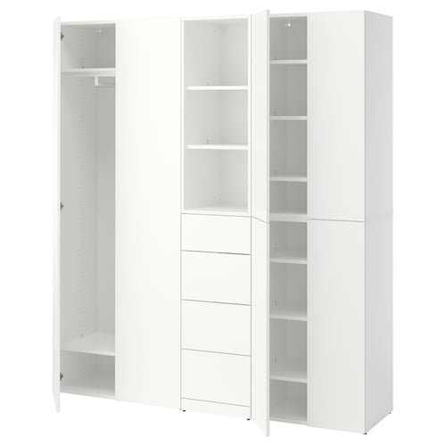LASTARE Wardrobe combination, white, 180x42x201 cm