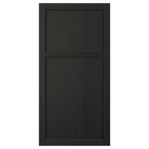 LERHYTTAN black kitchen cabinet door. Solid wood frame with bevelled edges and ash veneer panel. Traditional design.