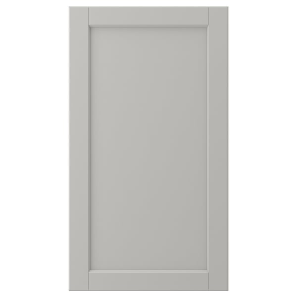 LERHYTTAN: grey kitchen cabinet door, solid birch frame, bevelled edges, veneer panel, square shape, classic design.