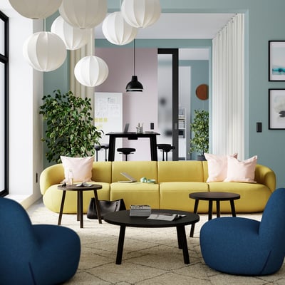 LILLESÄTER 5-seat sofa, Gunnared bright green-yellow
