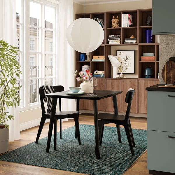 LISABO Table, black/ash veneer, 88x78 cm