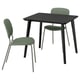 LISABO / VIHALS Table and 2 chairs, black/green Tibbleby grey-green, 88 cm