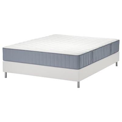 LYNGÖR Divan bed, Vågstranda extra firm/light blue white, 140x200 cm