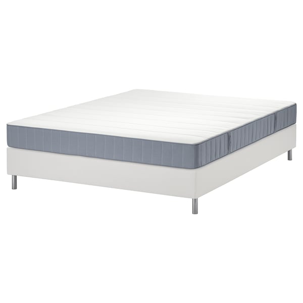 LYNGÖR Divan bed, Vesteröy extra firm/light blue white, 160x200 cm
