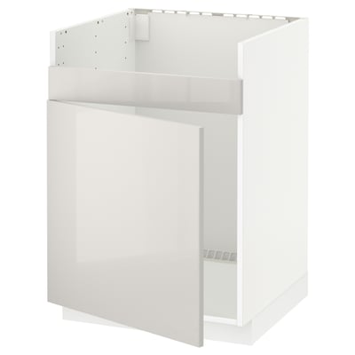 METOD kitchen cabinet, white, glossy finish, rectangular, with inner shelf.