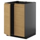 Black and oak METOD kitchen cabinet with wood grain finish and minimalist design.