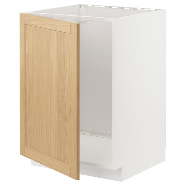 METOD white kitchen cabinet with oak veneer door.