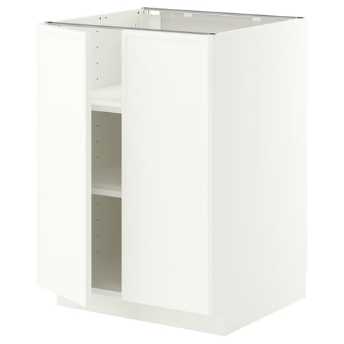 METOD Base cabinet with shelves/2 doors, white/Aspudden matt white, 60x60 cm